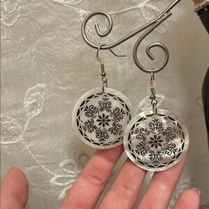 Elegant Silver and abalone Floral Earrings
